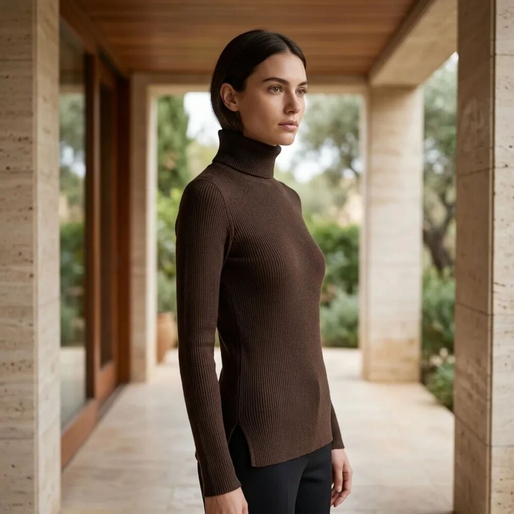 Yves Saint Laurent Brown 100% Wool Knit Sweater | Sz XS